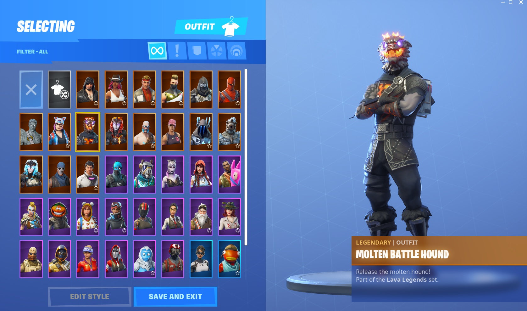 ⚡43 Outfits! 💎Molten Battle Hound! 💎Molten Valkyrie! 💎Love Ranger! ⚡41 Backs! ⚡StW! ⚡7x Pets! NO.11